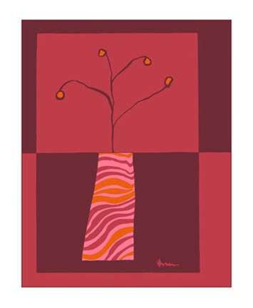 Framed Minimalist Flowers in Orange I Print