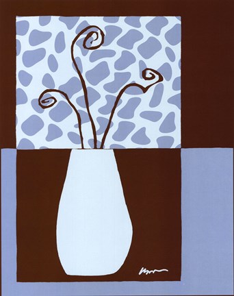 Framed Minimalist Flowers in Blue III Print