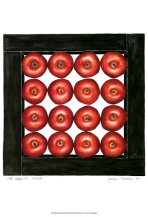 Framed Red Apples Cubed Print