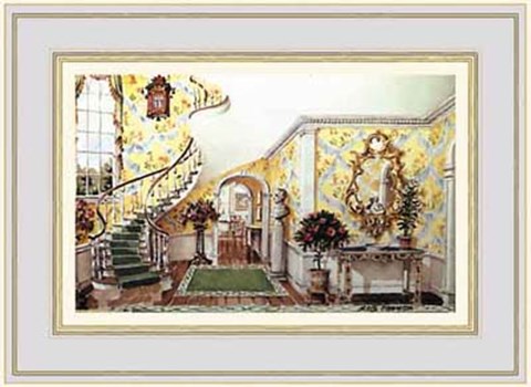 Framed Graceful Staircase Hall in the Carolinas Print