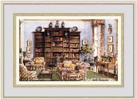 Framed Library Sitting Room in an American Country House Print