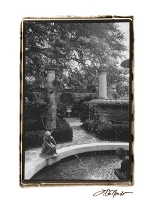 Framed Garden Fountain I Print