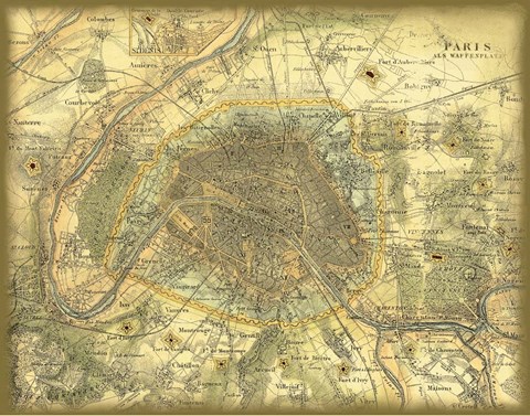 Framed Map of Paris Print