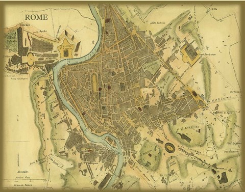 Framed Map of Rome Print