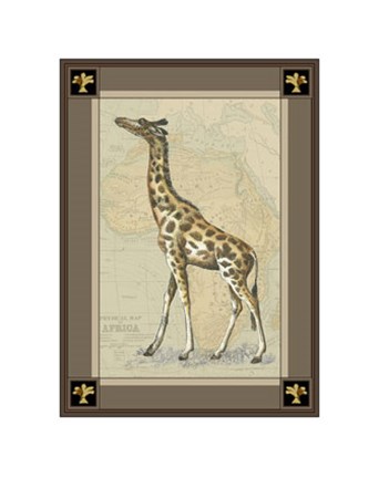 Framed Giraffe with Border I Print