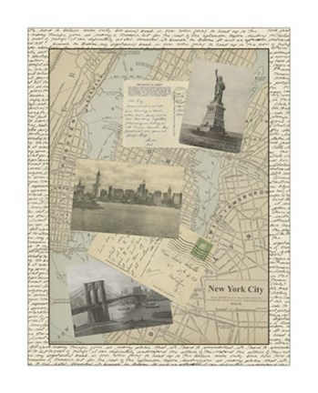 Framed Vintage Map of New York Print