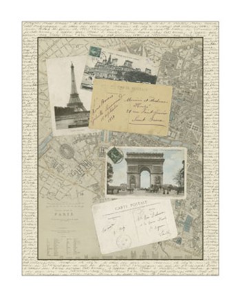 Framed Vintage Map of Paris Print
