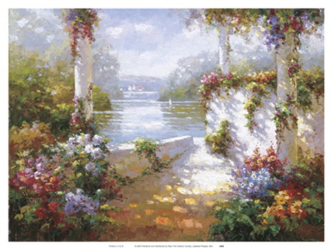 Framed Lakeside Pergola Print