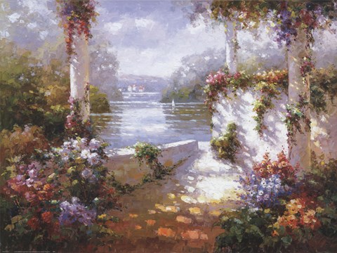 Framed Lakeside Pergola Print