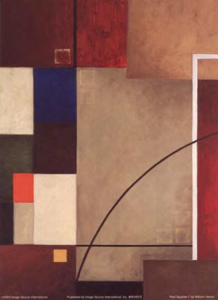 Framed Red Squares I Print