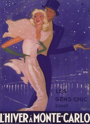 Framed L'Hiver a Monte Carlo Print