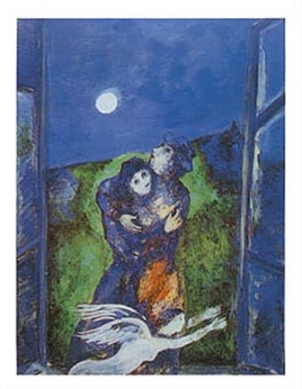 Framed Lovers in the Moonlight Print