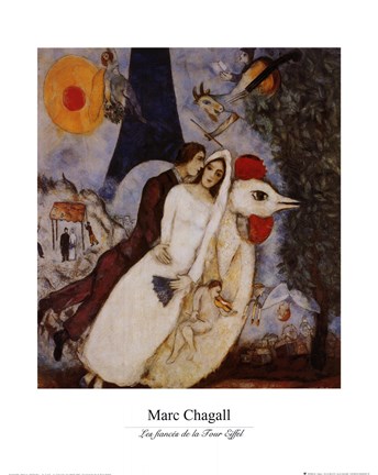 Framed Les Fiances Tour Eiffel Print