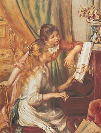 Framed Two Girls at the Piano Print