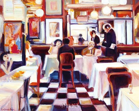Framed Bistro de la Nuit I Print