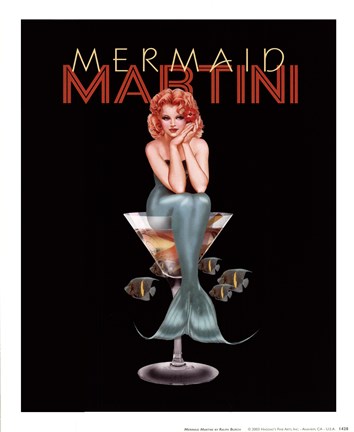Framed Mermaid Martini Print