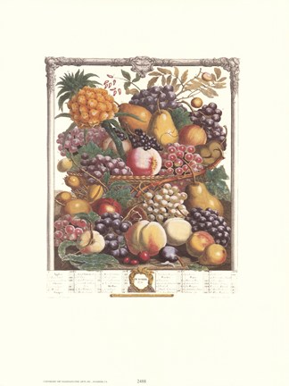 Framed October/Twelve Months of Fruits, 1732 Print