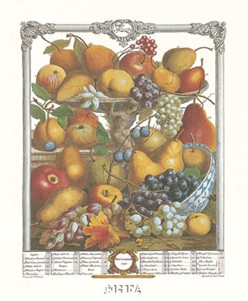 Framed November/Twelve Months of Fruits, 1732 Print