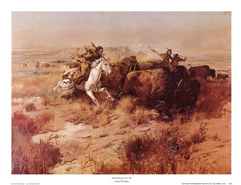 Framed Indian Buffalo Hunt Print