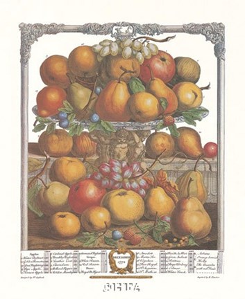 Framed December/Twelve Months of Fruits, 1732 Print