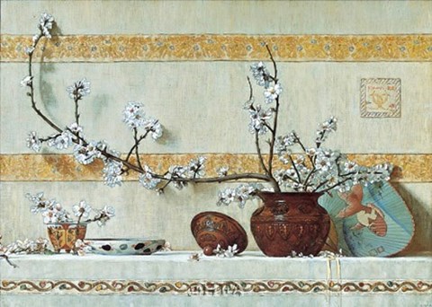 Framed Quince Blossoms Print