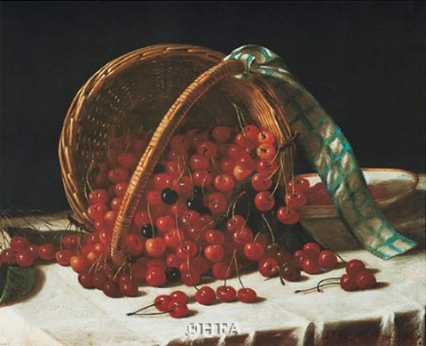 Framed Basket of Cherries Print