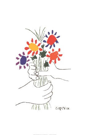 Framed Bouquet with Hands Print