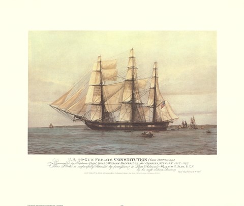Framed U.S. 44-Gun Frigate Constitution Print