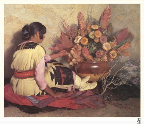 Framed Crucita, a Taos Indian Girl Print