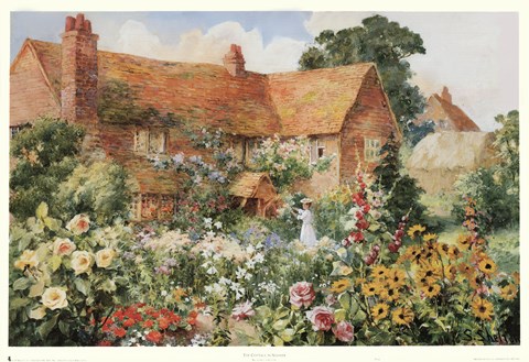 Framed Cottage in Summer Print