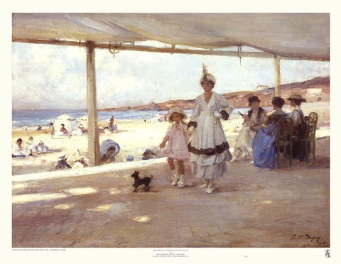 Framed Figures on a Veranda by the Beach Print