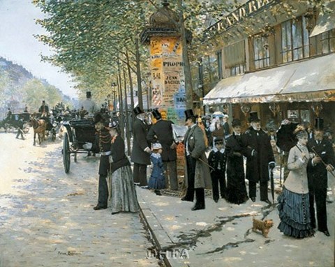 Framed Paris on the Boulevard, 1890 Print