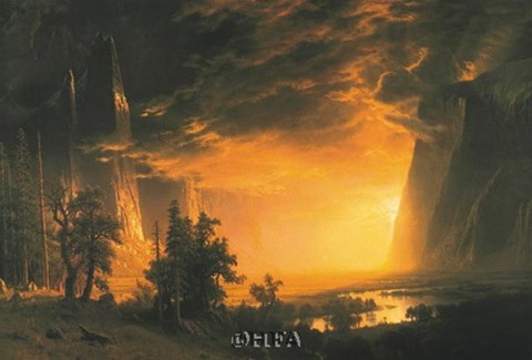 Framed Sunset in the Yosemite Valley, 1868 Print