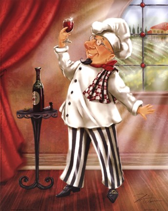 Framed Chefs With Wine IV Print