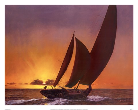 Framed Sails In The Sunset Print