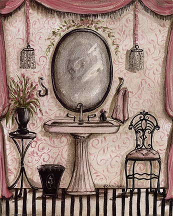 Framed Fanciful Bathroom IV Print
