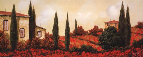 Framed Tre Casa Tra l Papaveri Print