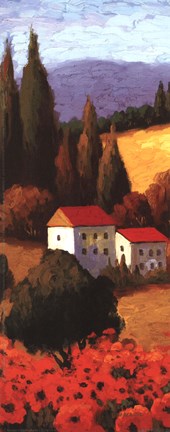 Framed Tuscan Poppies Panel I Print