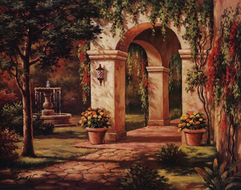Framed Arch Courtyard I Print