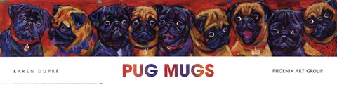 Framed Pug Mugs Print
