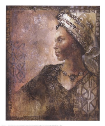 Framed Raffia Robed Lady I Print