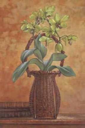 Framed Orchids In Oriental Basket I Print