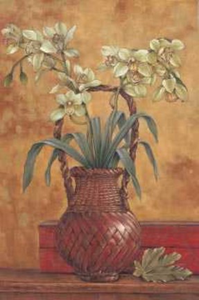 Framed Orchids In Oriental Basket II Print