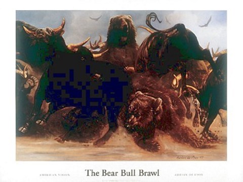 Framed Bear Bull Brawl Print