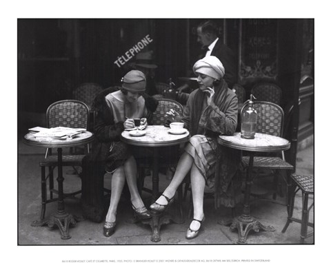Framed Cafe et Cigarette, Paris, 1925 Print