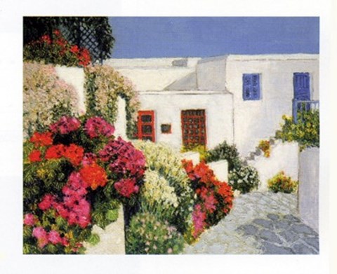 Framed Passage Fleuri a Mykonos Print