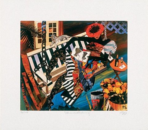 Framed Woman on Porch Swing Print