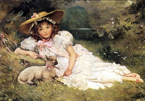 Framed Girl with her Pet Print