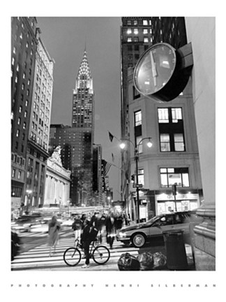 Framed Chrysler Clock, Madison Avenue Print