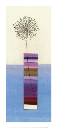 Framed Stripy Vase and Dandelion Print